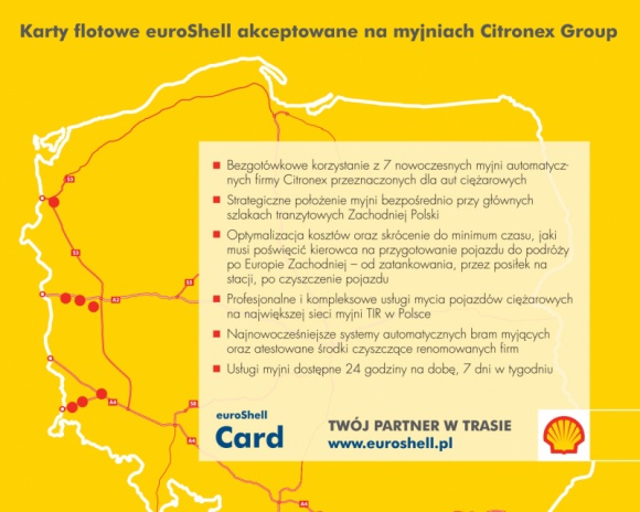 Karty flotowe euroShell akceptowane na myjniach Citronex Group